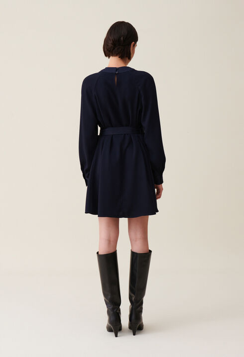 G&uuml;rtelloses Marine-Babydoll-Kleid