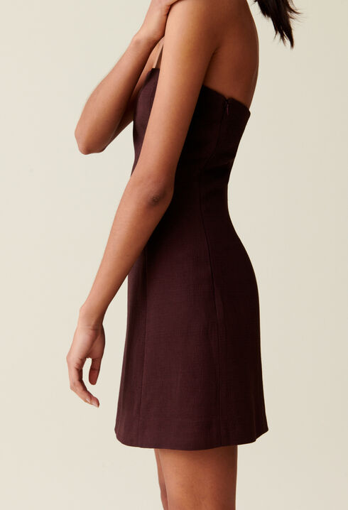Trägerloses kurzes Kleid Cappucino