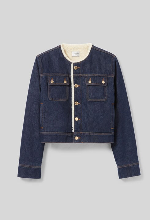 Jeansjacke mit Kunstfell
