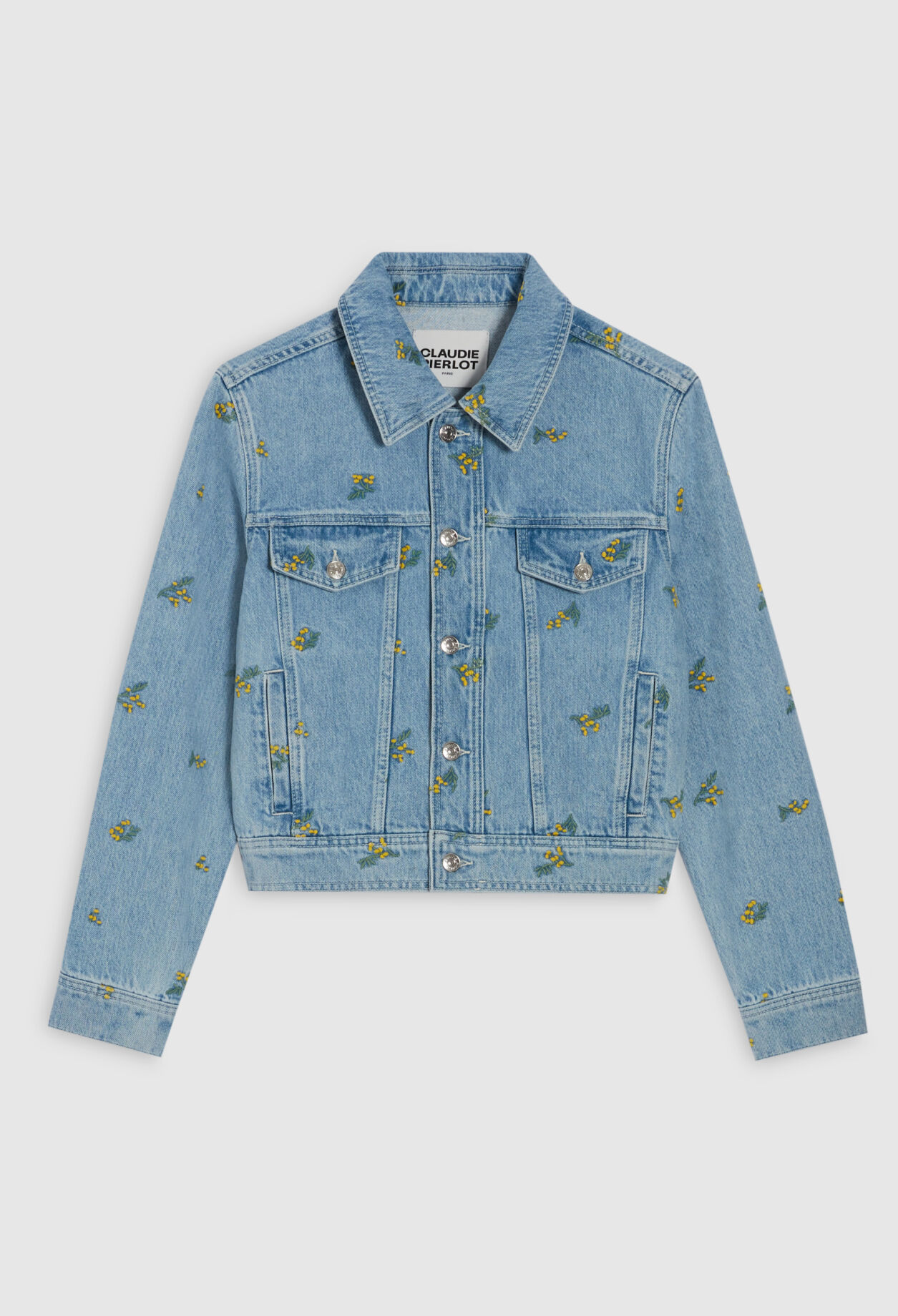 Jeansjacke mit Stickerei, Mimose