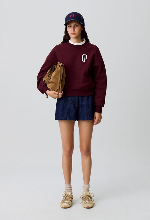Baumwoll-Sweatshirt mit Kragen