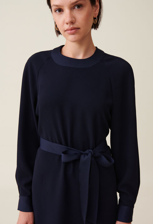 Gürtelloses Marine-Babydoll-Kleid