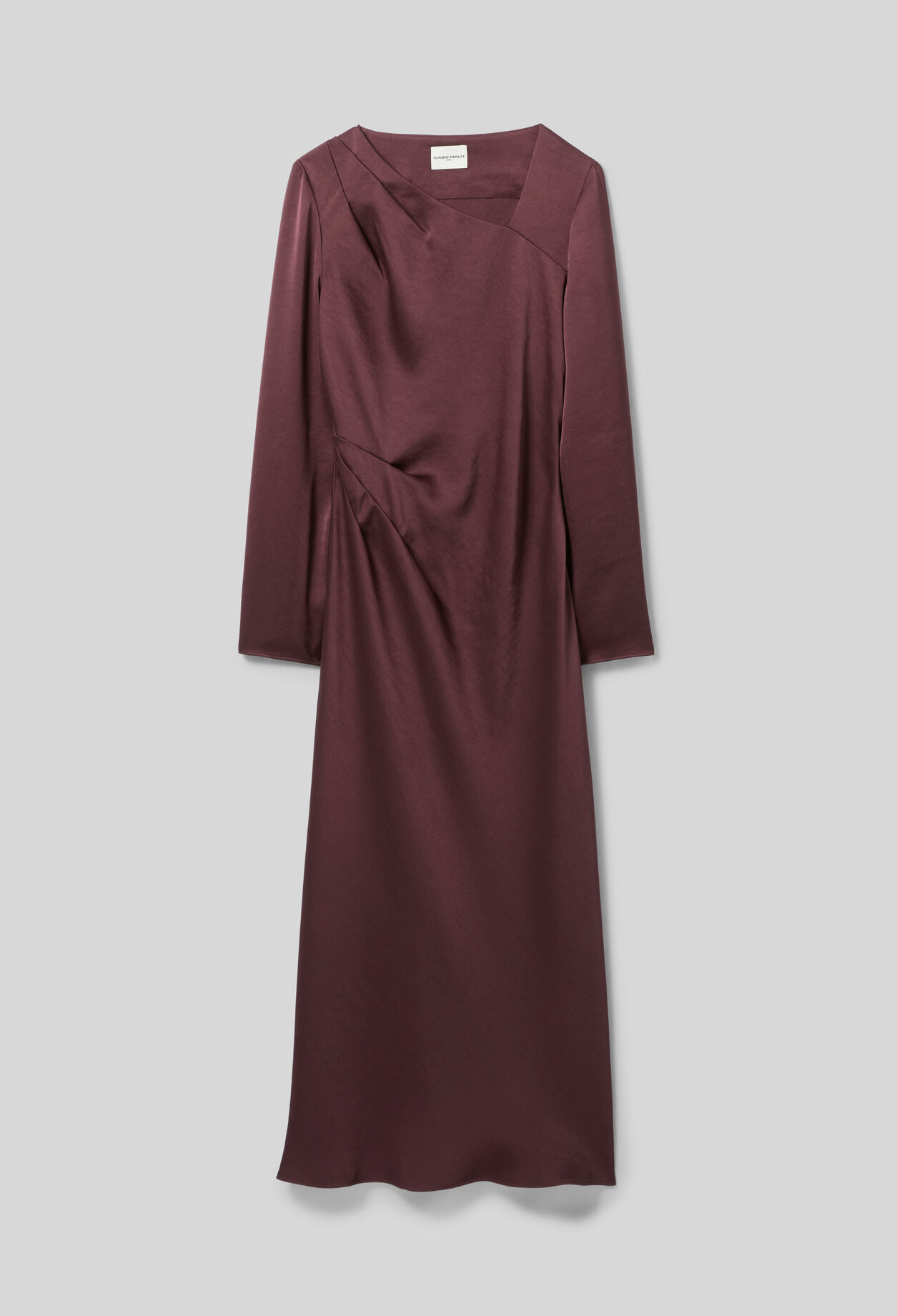 Langes asymmetrisches Satinkleid