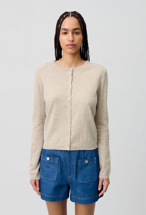 Wollcardigan mit CP-Stickerei