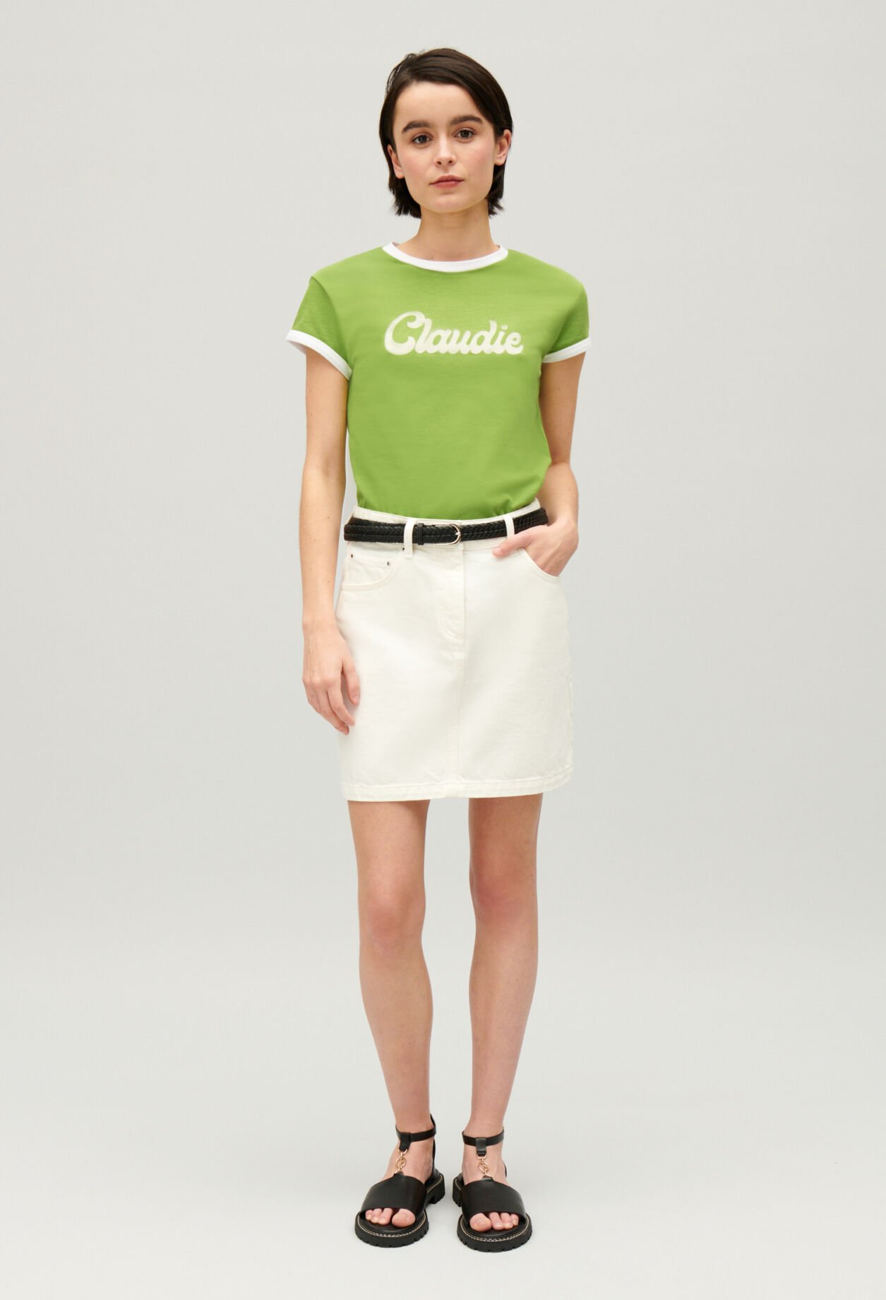 Kurzer Jeans-Rock Ecru