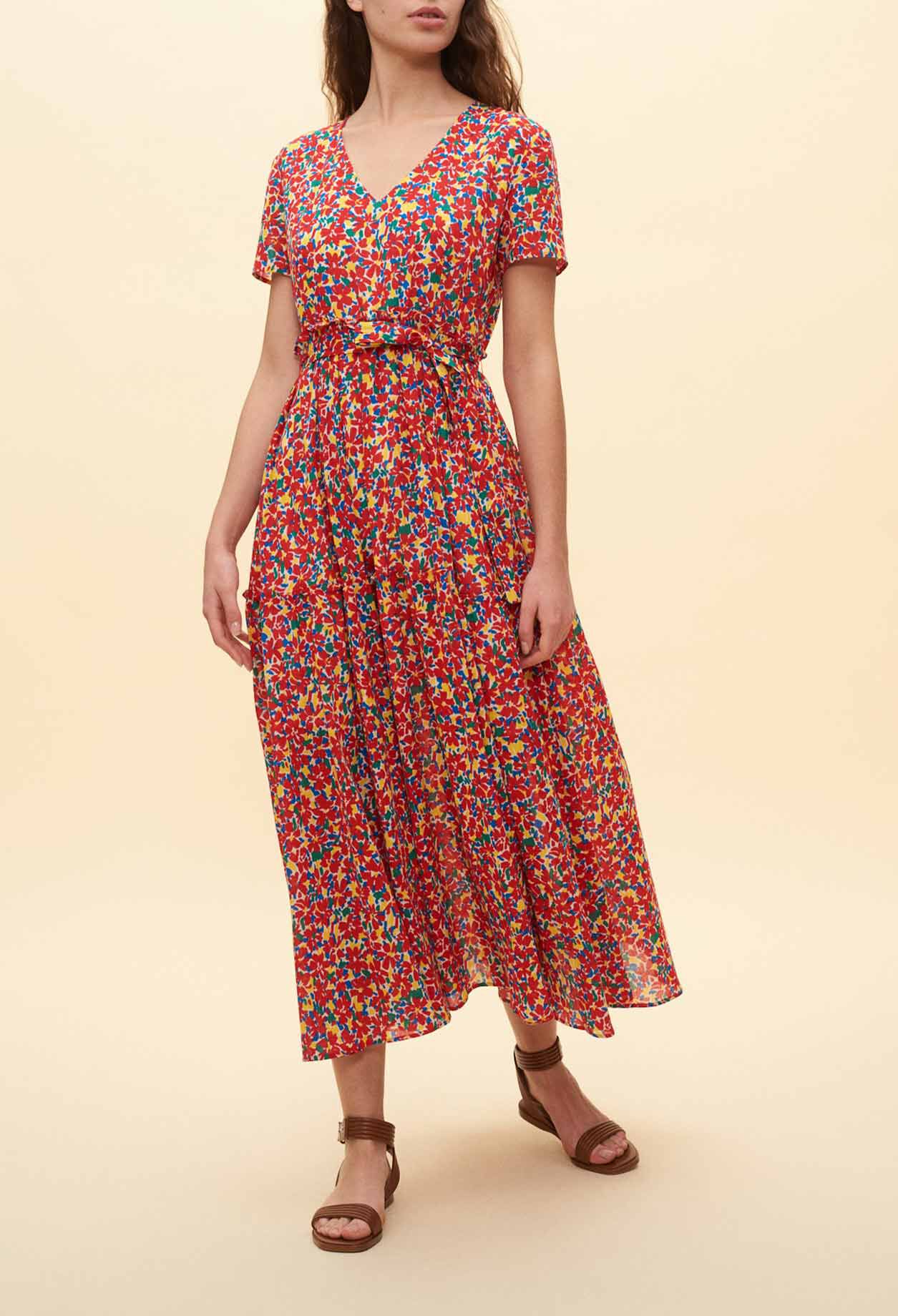Blumenkleid mit Raffung