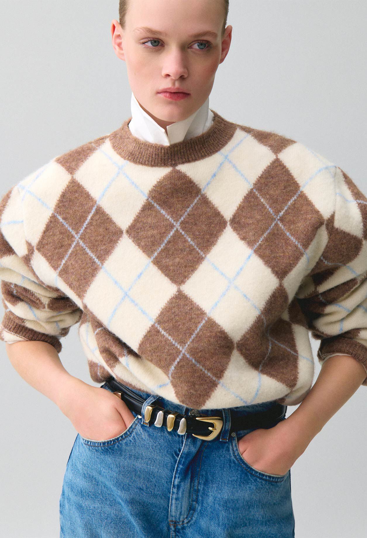 Mehrfarbiger gerader Pullover