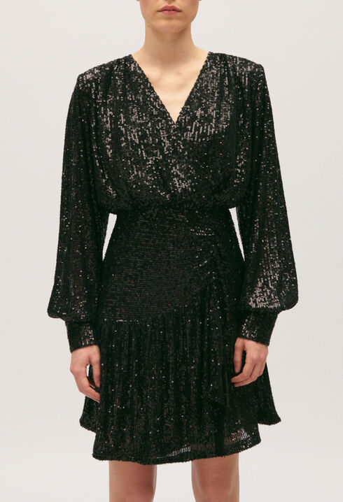 Kurzes Pailletten-Kleid schwarz