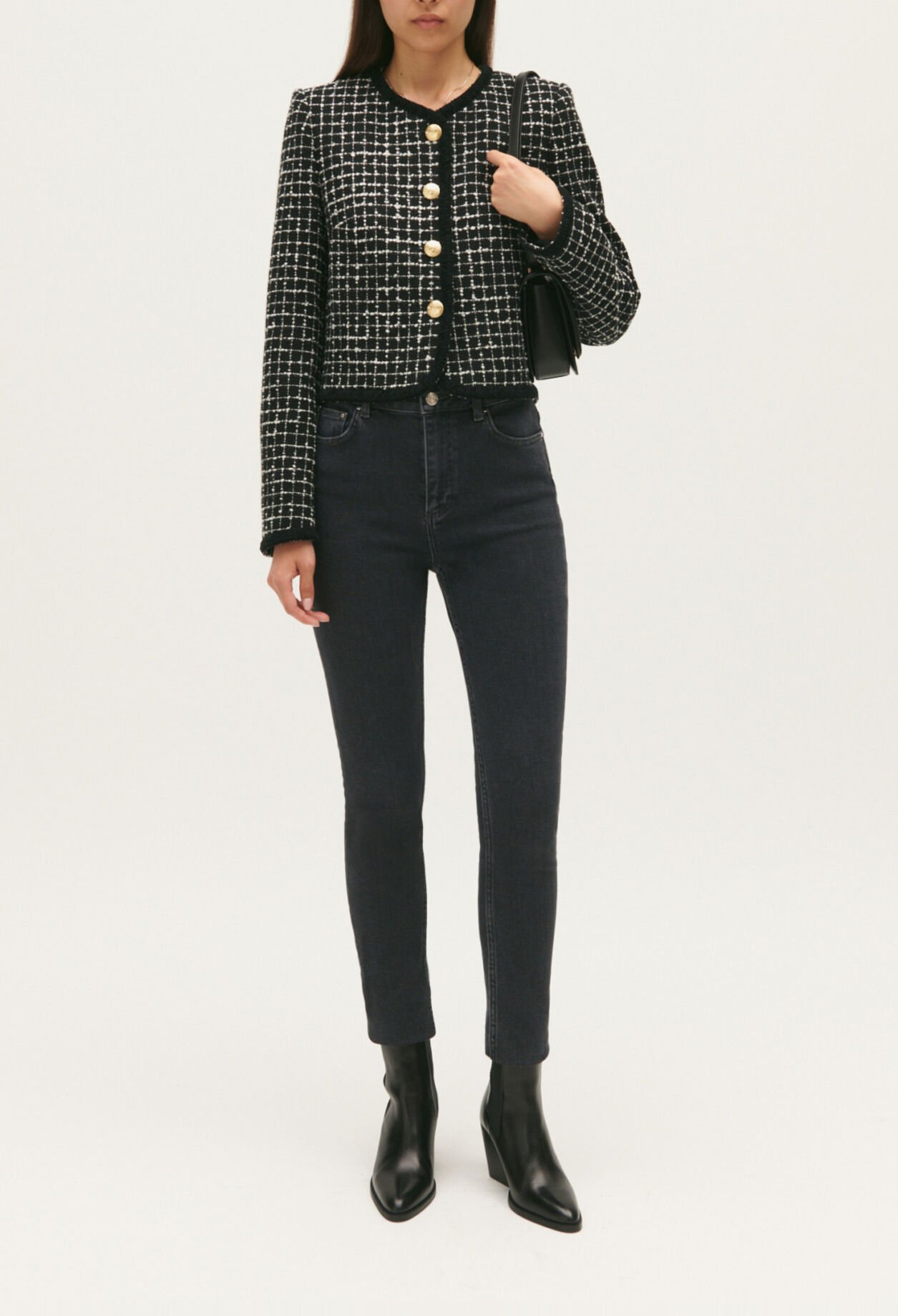 Zweifarbige Tweedjacke