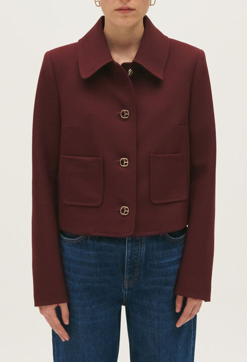 Bordeauxrote kurze Jacke