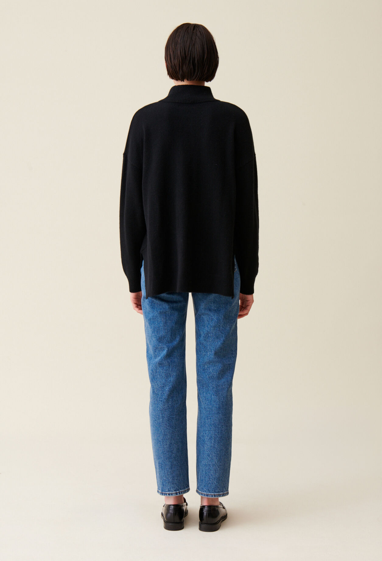Pullover aus Kaschmir schwarz Stehkragen