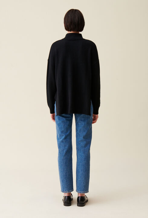 Pullover aus Kaschmir schwarz Stehkragen
