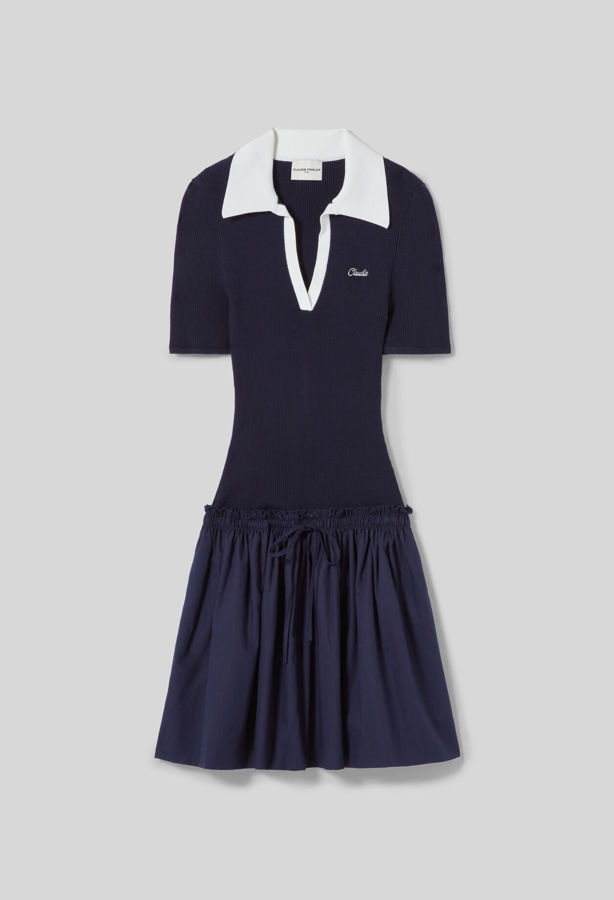 Strickkleid im Materialmix