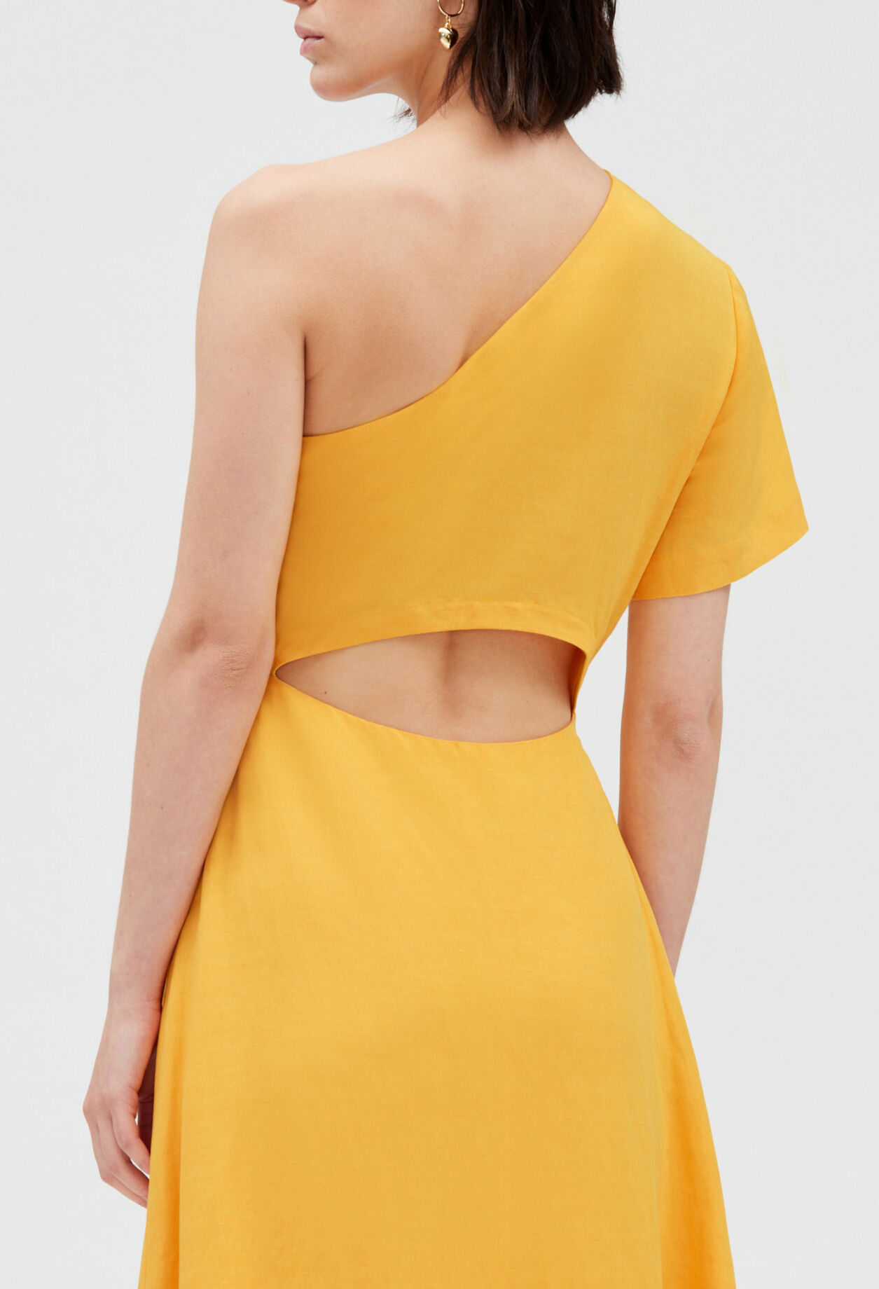 Asymmetrisches Midikleid, gelb