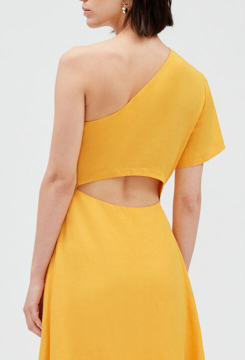 Asymmetrisches Midikleid, gelb