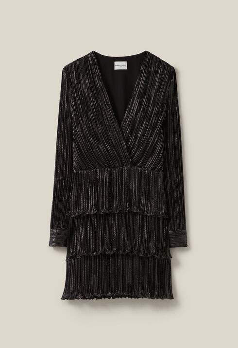 Kurzes Silber Kleid mit Volants