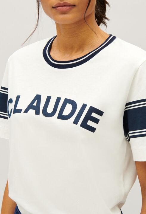 Claudie T-Shirt Blau und Wei&szlig;