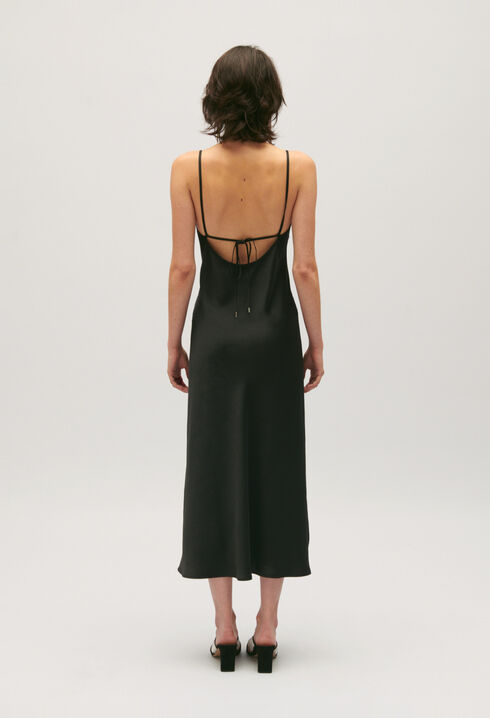 Midi-Negligé-Kleid schwarz 