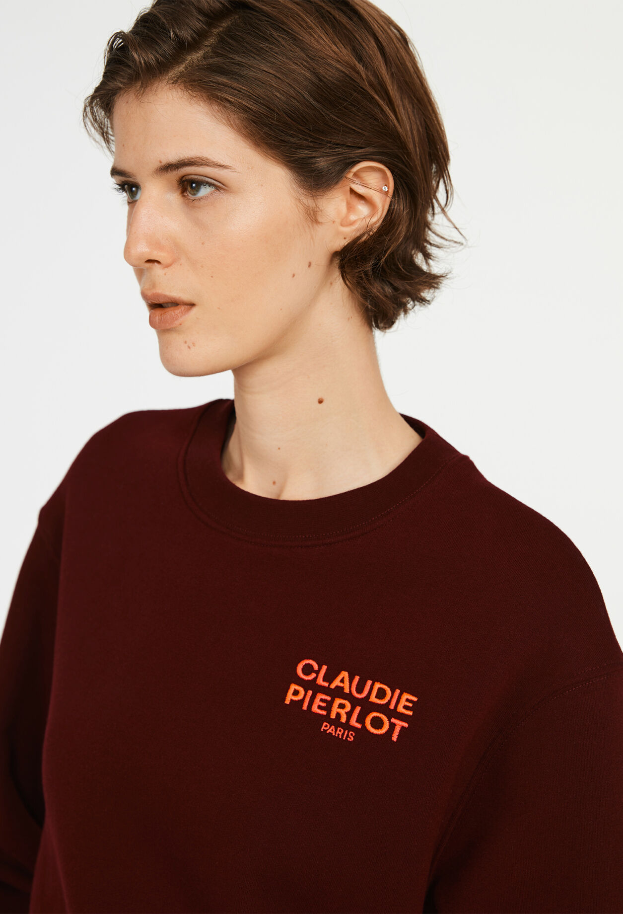 Gerades burgunderrot Sweatshirt mit Logo