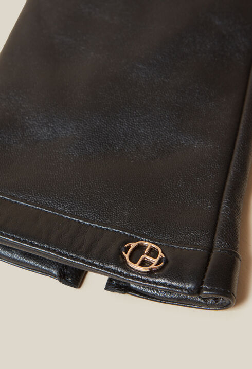 Schwarze Lederhandschuhe CP