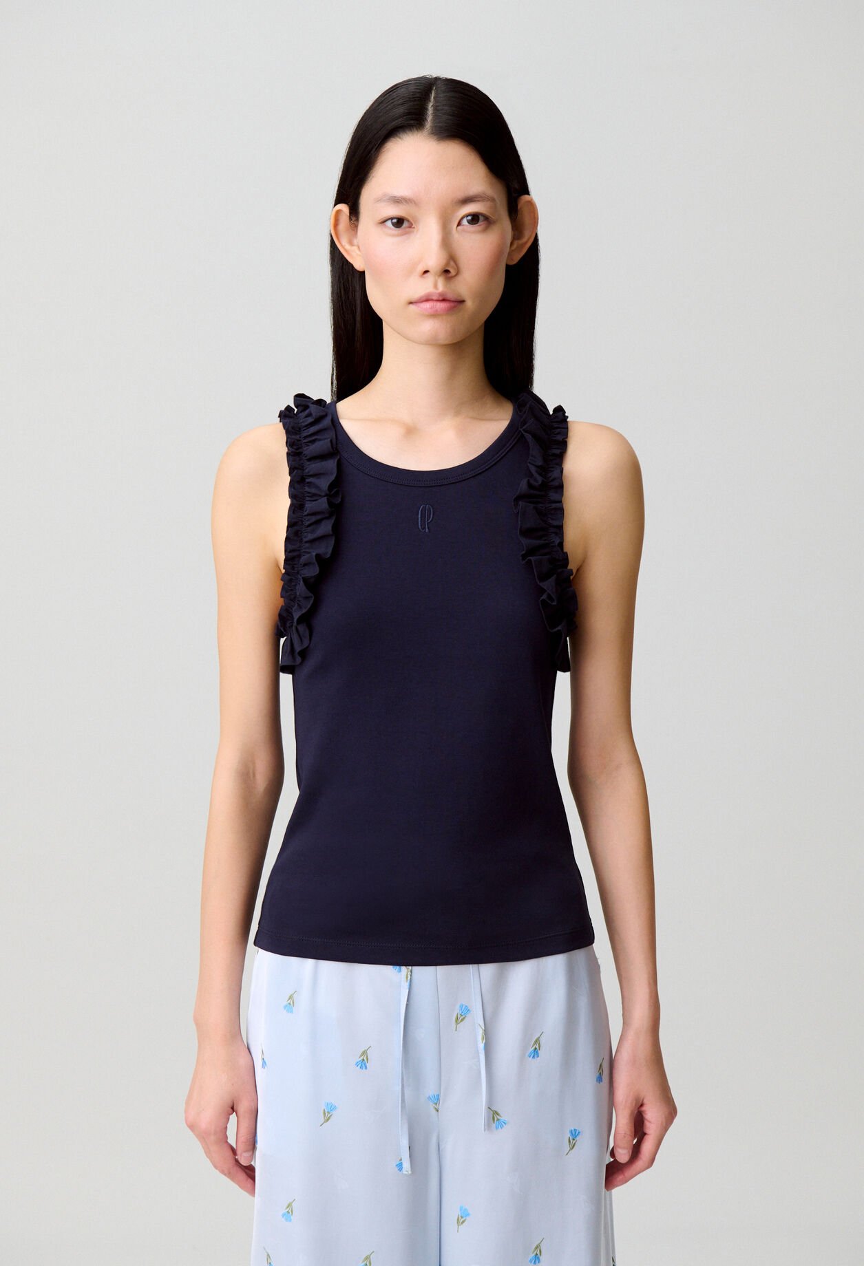 Besticktes Baumwoll-T-Shirt