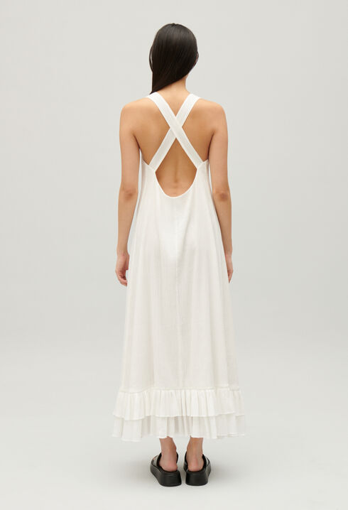 Midi-Kleid mit Volantbesatz