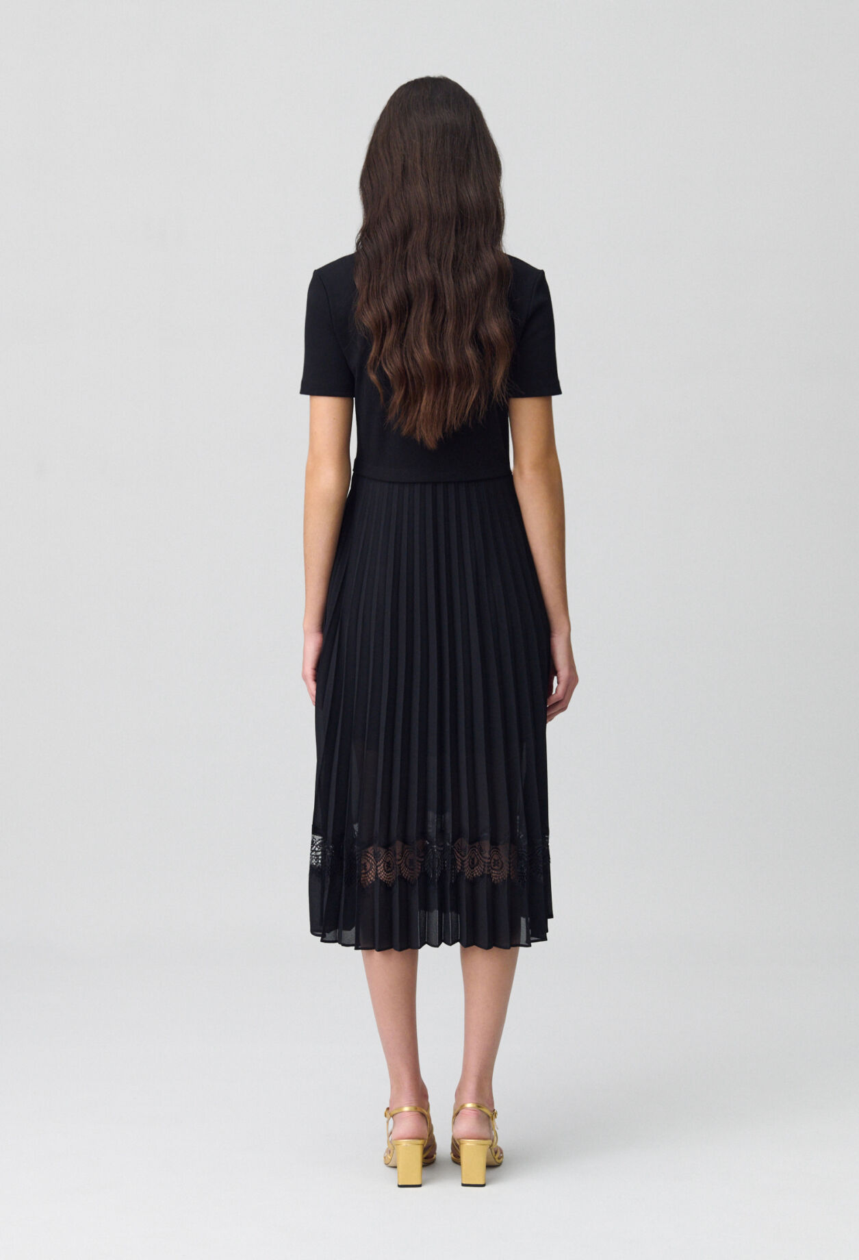 Twist Zweifarbige Midikleid  schwarz