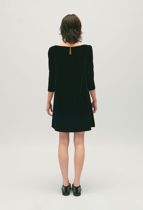 Kurzes Rififi-Kleid aus schwarzem Samt