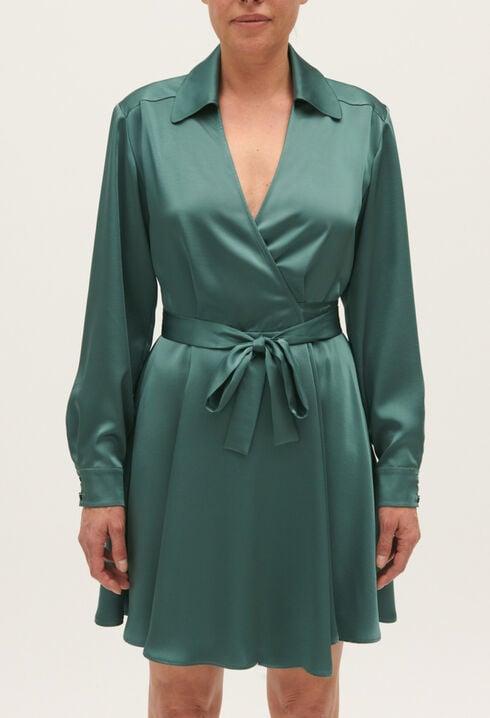 Kurzes Wickelkleid grün