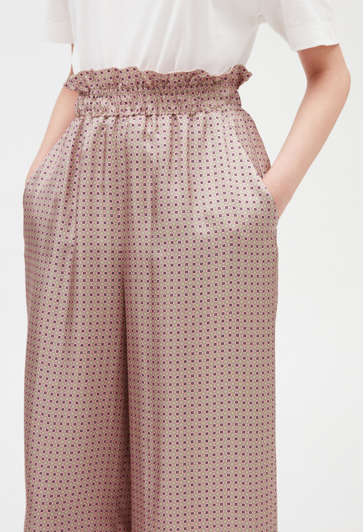 Weite Seidenhose, rosa