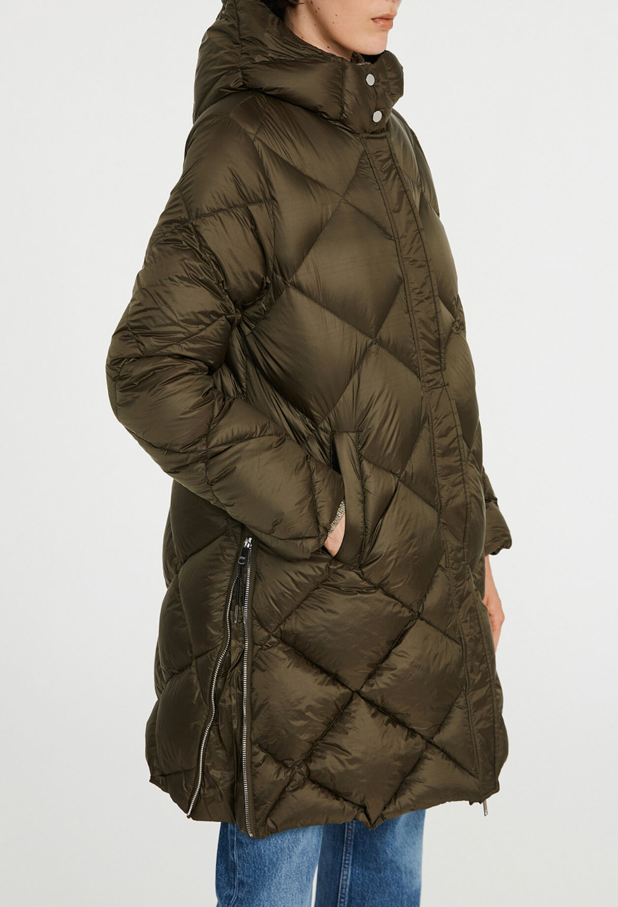 Lange Daunenjacke aus Polyester