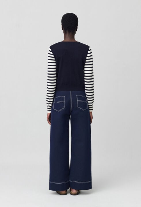 Kurzer Marinière-Pullover