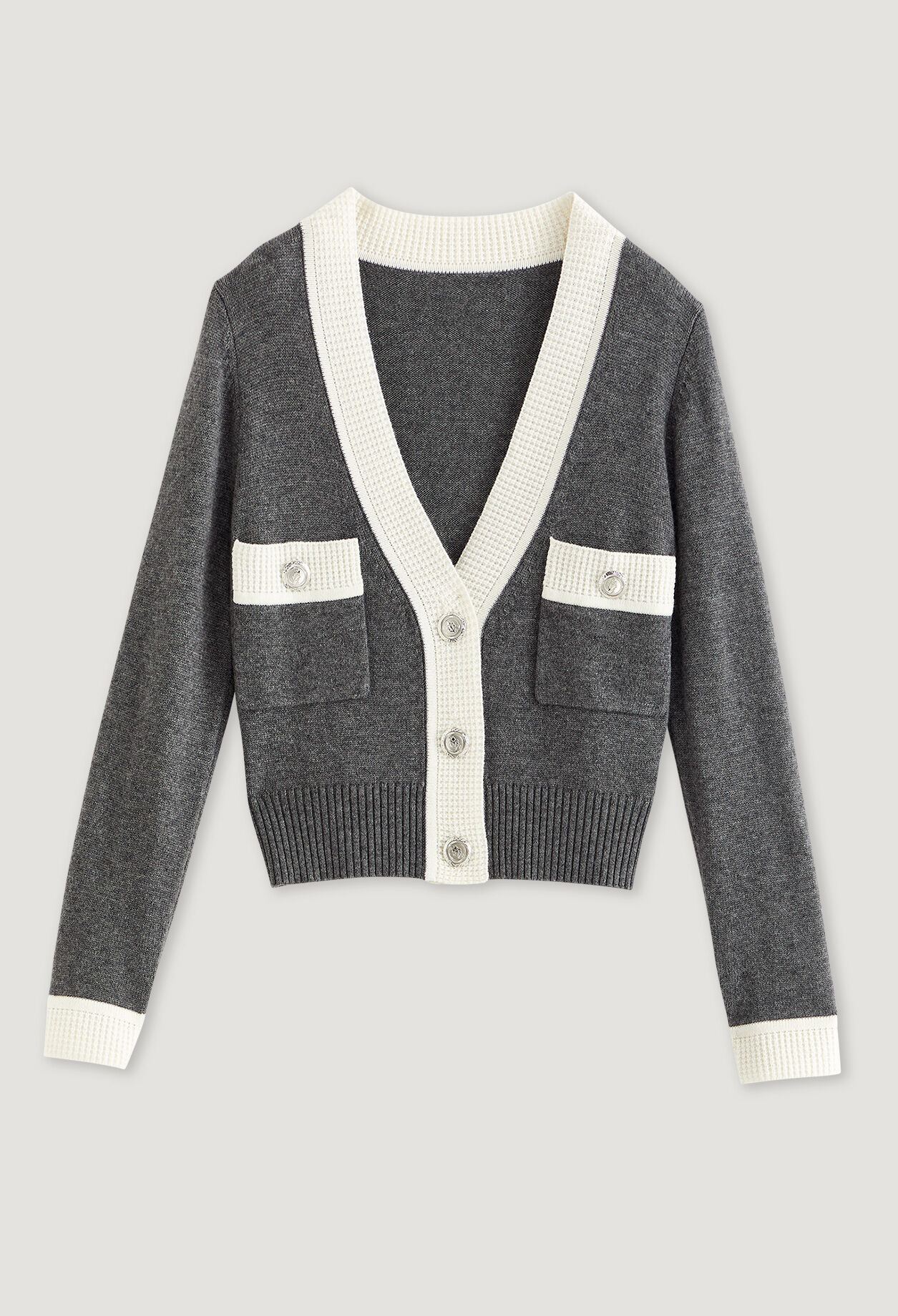 Cardigan zweifarbig Wolle und Kaschmir