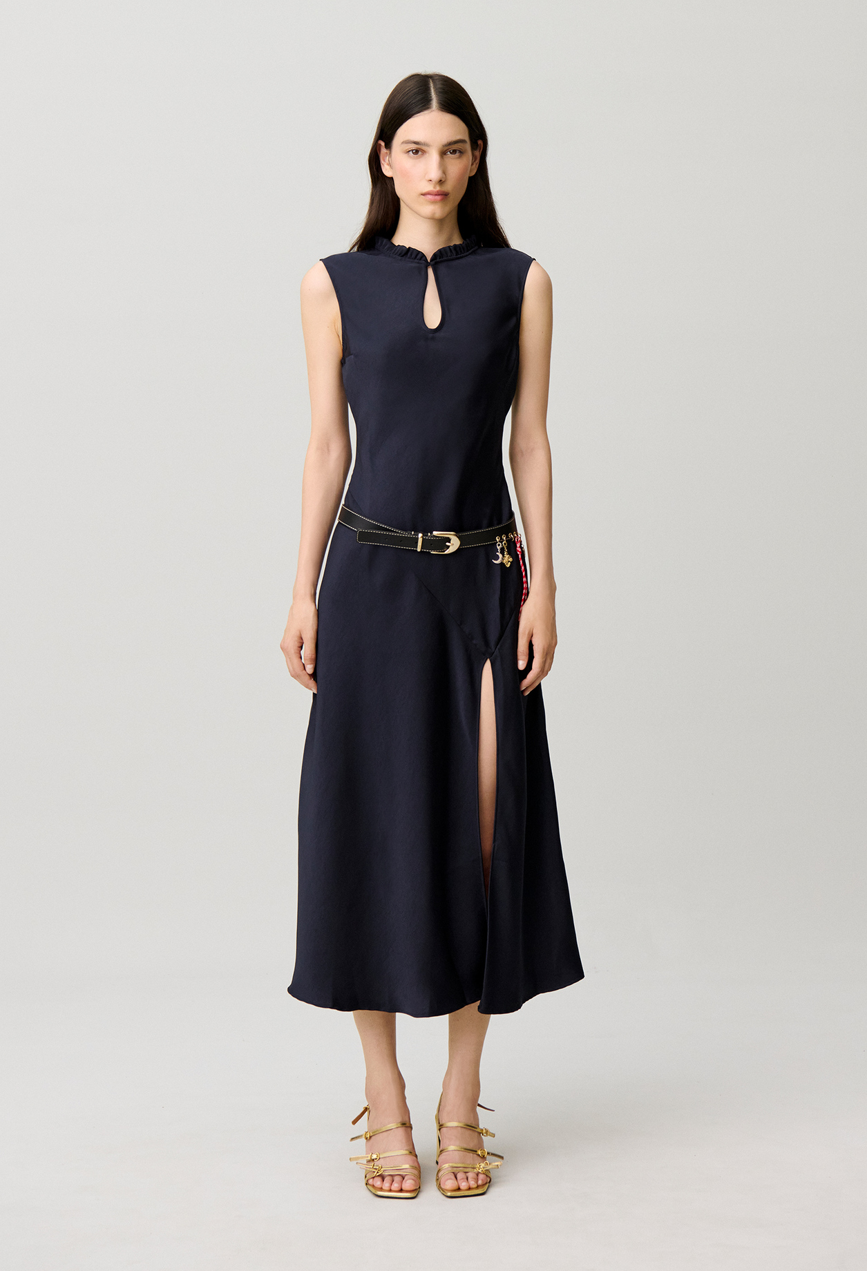 Fließendes Midi-Kleid Damen - Marineblaue - Claudie Pierlot