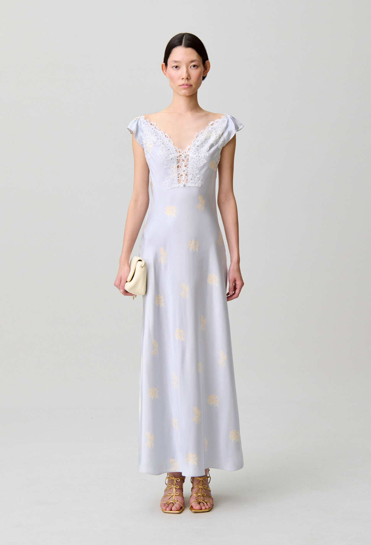 Satinkleid mit Blumen Damen - Heller print - Claudie Pierlot