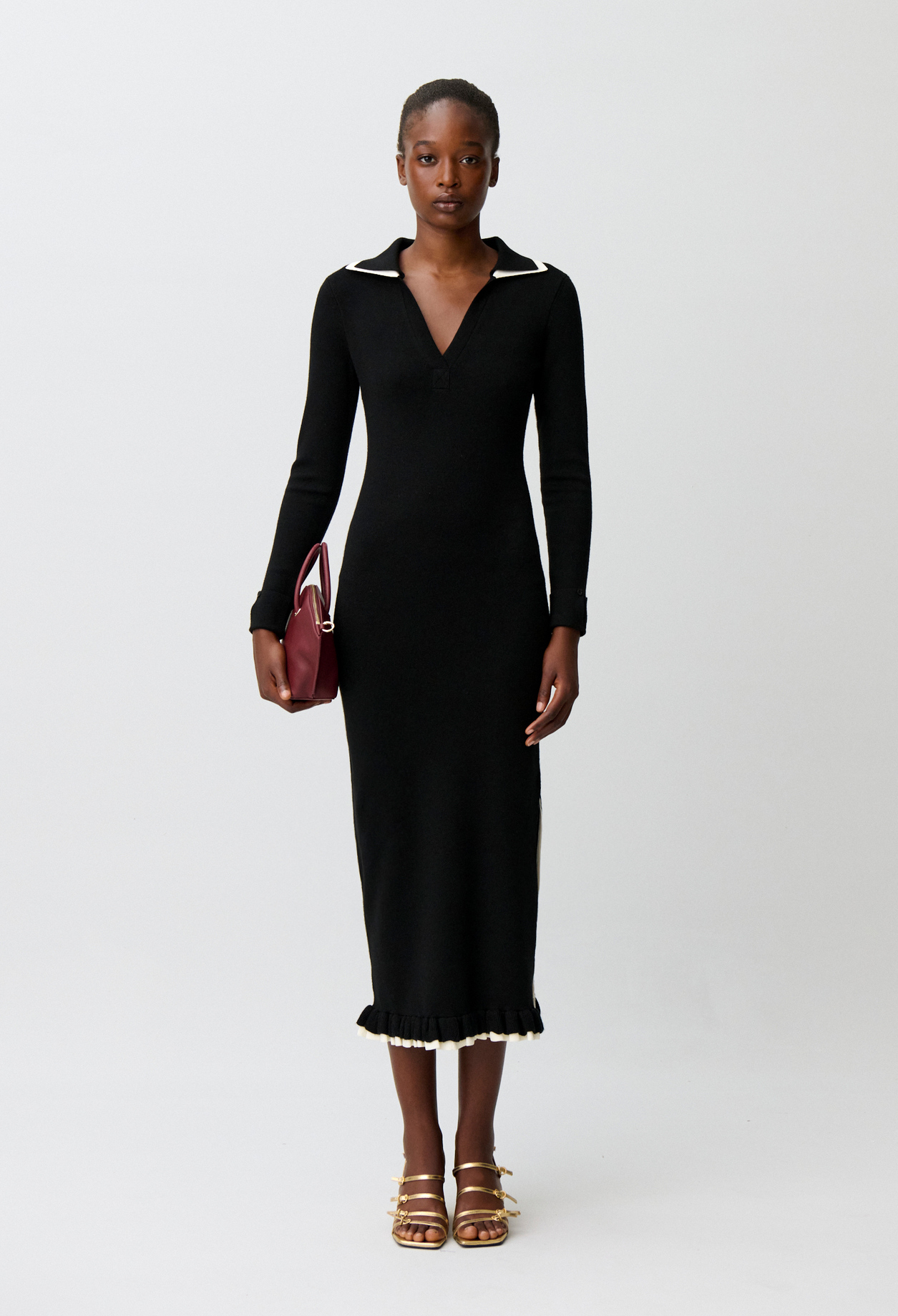 Langes Strickkleid Damen - Schwarz - Claudie Pierlot