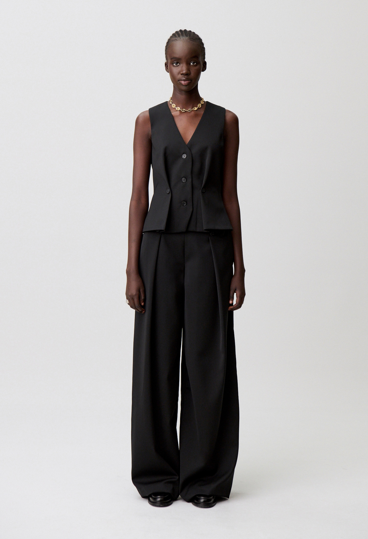 Weite Hose aus Wollmischung Damen - Schwarz - Claudie Pierlot