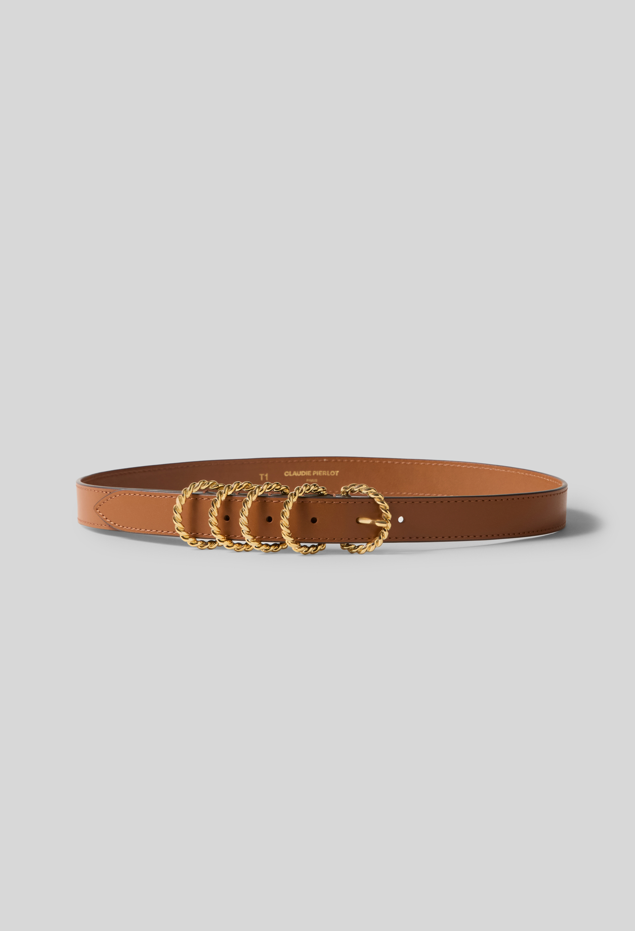 Ledergürtel mit goldener Schnalle Damen - Kamel - Claudie Pierlot