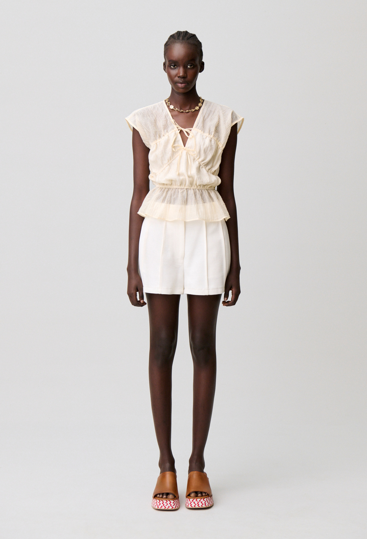 Shorts mit Ziernähten Damen - Cremefarbene - Claudie Pierlot