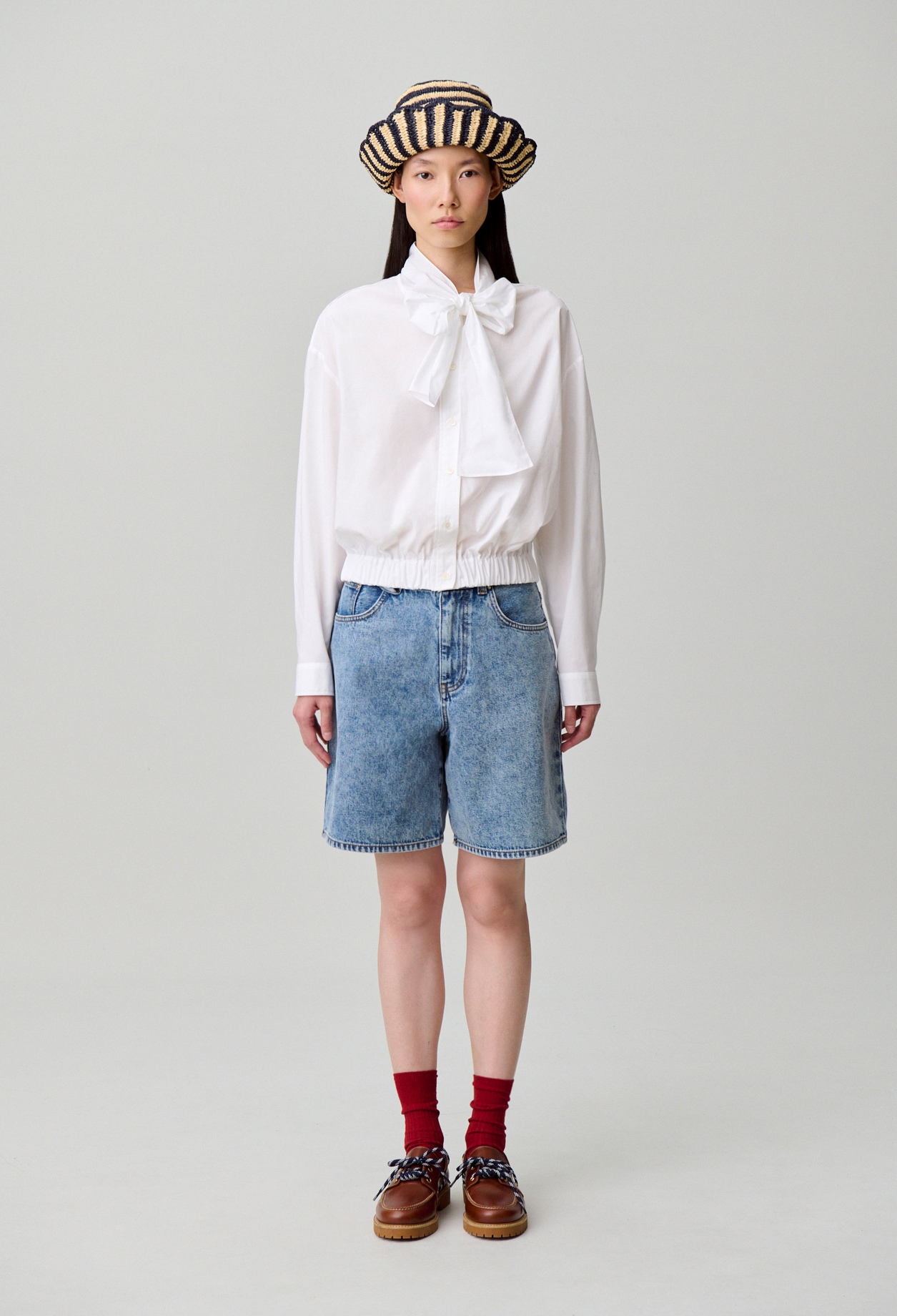 Popeline-Bluse mit Schluppenkragen Damen - Weiß - Claudie Pierlot