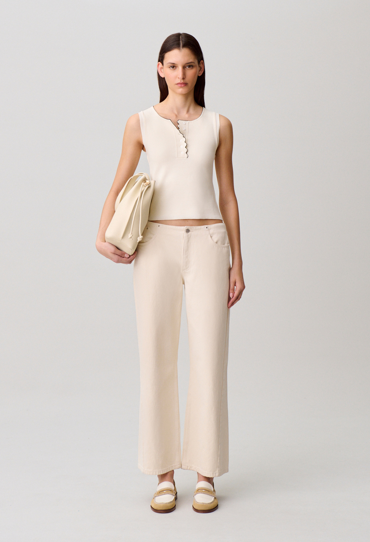 Stricktop mit Rundhalsausschnitt Damen - Cremefarbene - Claudie Pierlot
