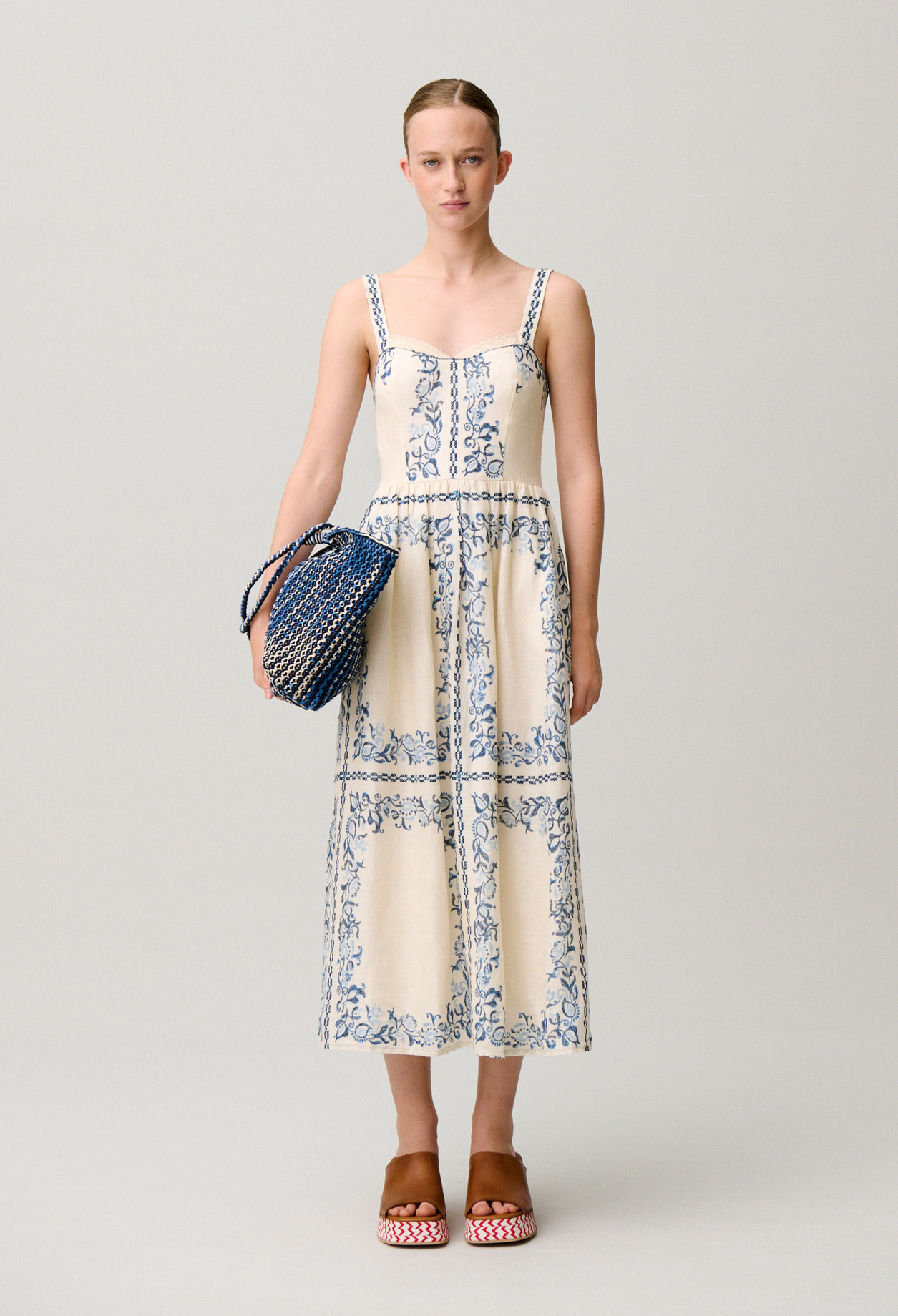 Bedrucktes Leinenkleid Damen - Heller print - Claudie Pierlot