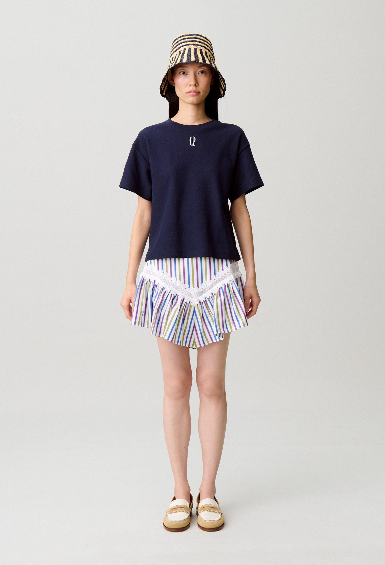 Gestreifter kurzer Rock Damen - Mehrfarbig - Claudie Pierlot