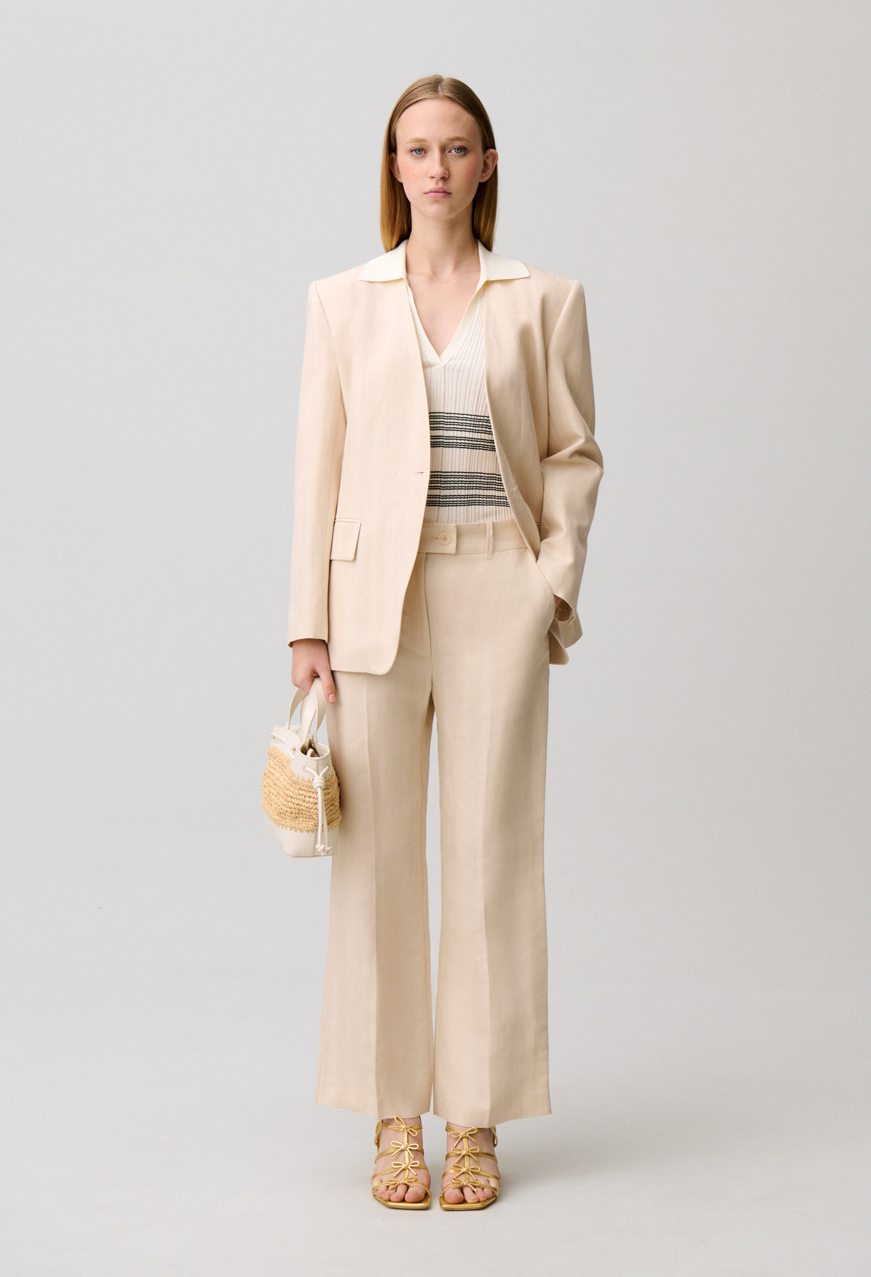 Fließende Leinenhose Damen - Sand - Claudie Pierlot