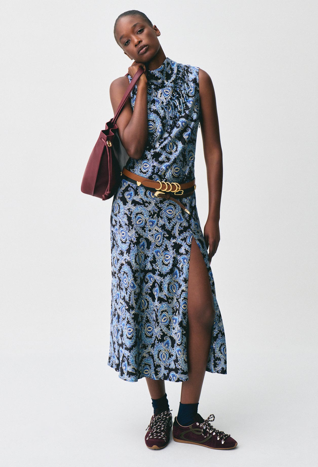 Fließendes Print-Satinkleid Damen - Dunkler print - Claudie Pierlot