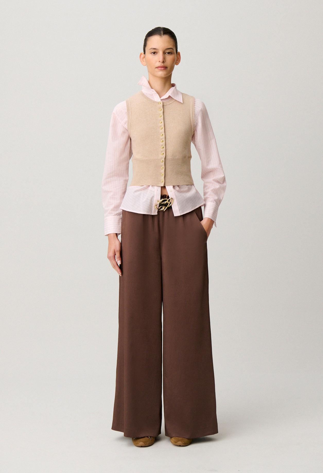 Fließende Satinhose Damen - Marron glace - Claudie Pierlot