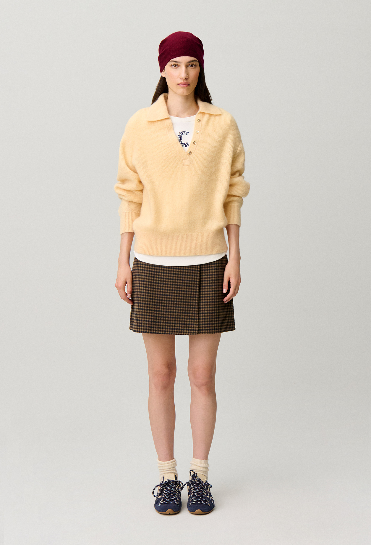 Lässiger Flauschstrick-Pullover Damen - Gelb layette - Claudie Pierlot