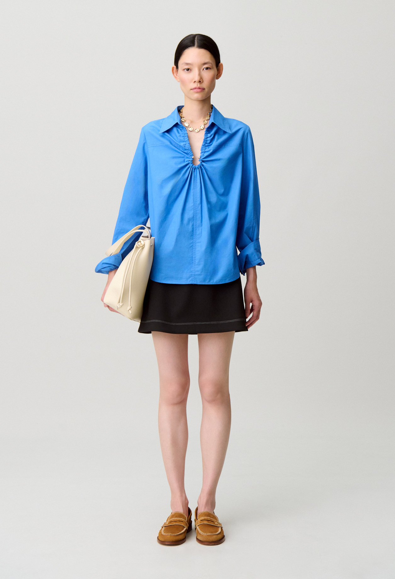Weite Ausschnittbluse Damen - Blau office - Claudie Pierlot