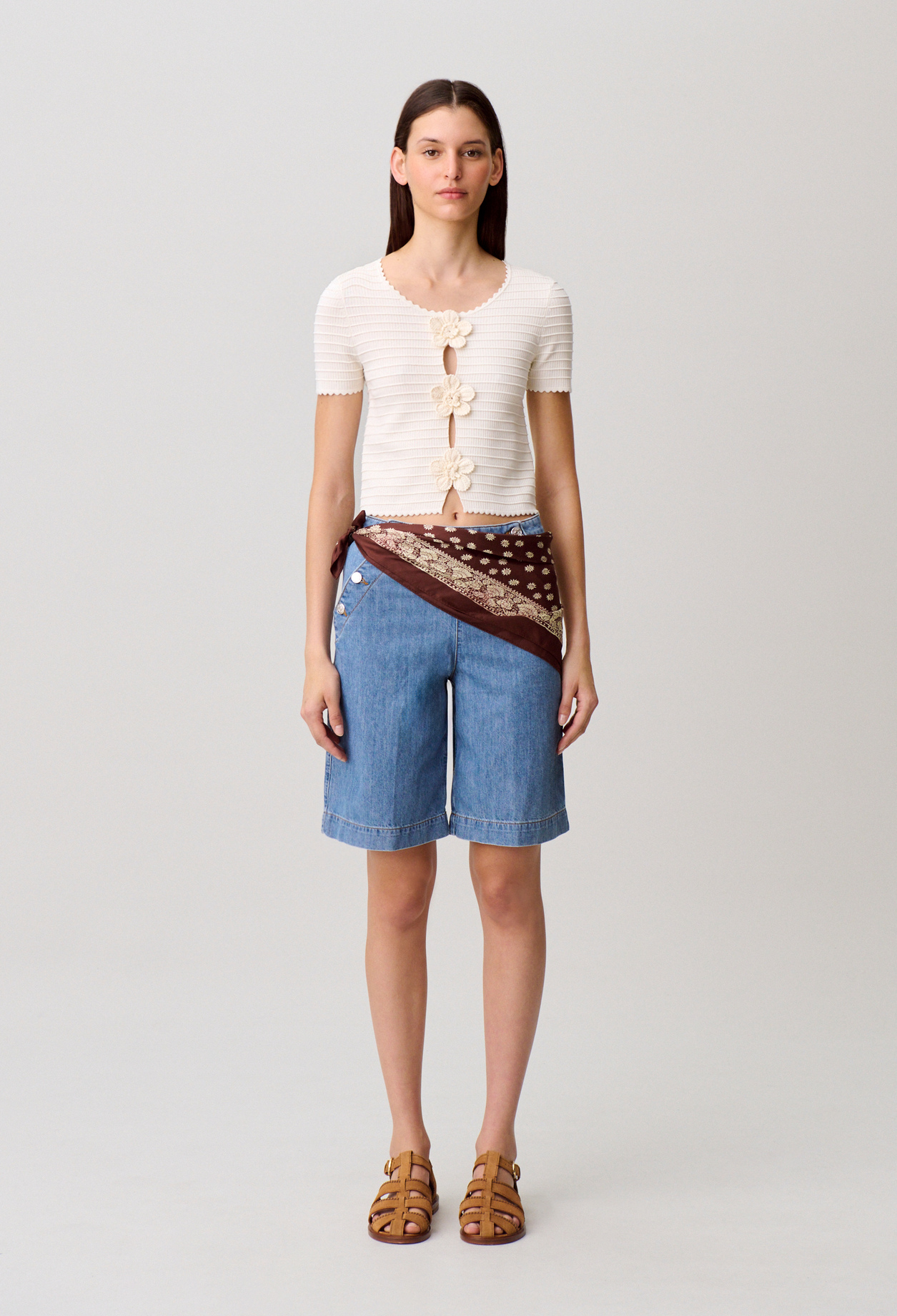 Gestreifter Kurzarmpullover Damen - Cremefarbene - Claudie Pierlot