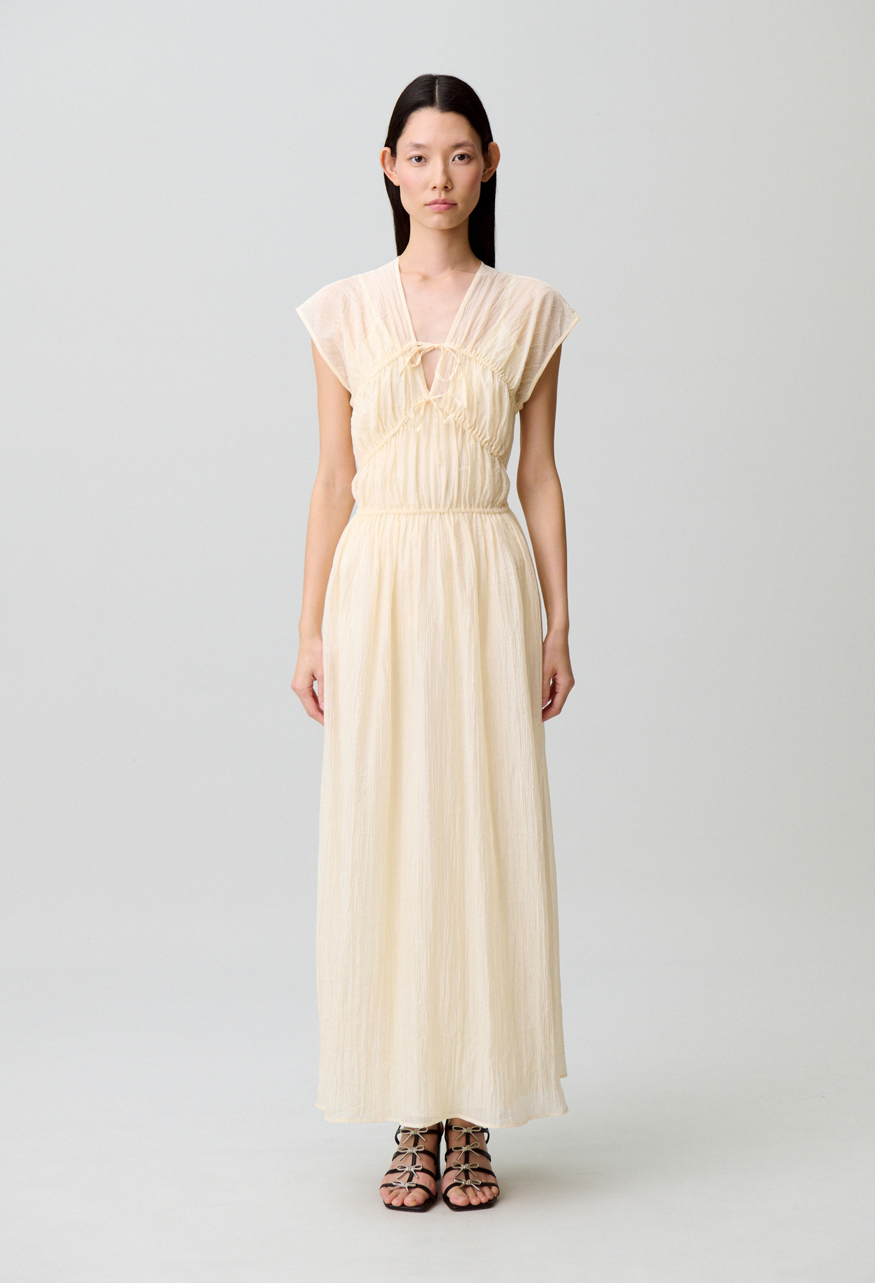 Fließendes Maxikleid Damen - Elfenbein - Claudie Pierlot